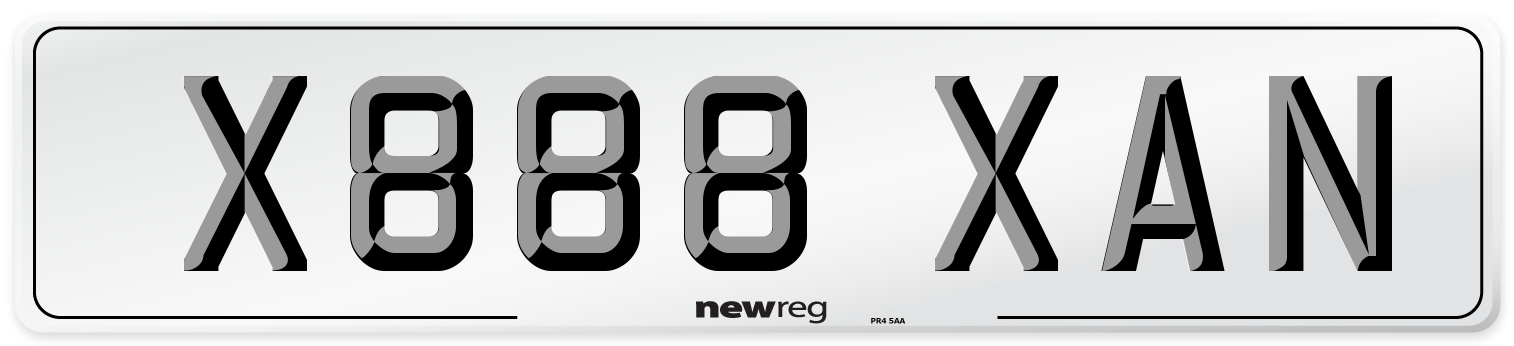 X888 XAN Number Plate from New Reg